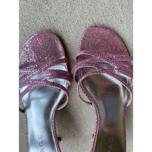 Rampage Sparkly Pink Kitten Heel Sandals - Picture 2 of 7